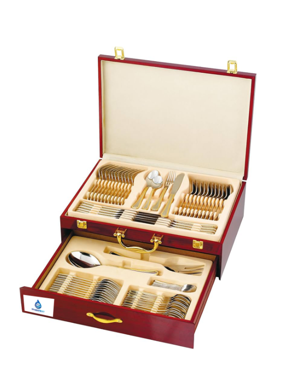 75-Piece Gold Flatware Set Dining